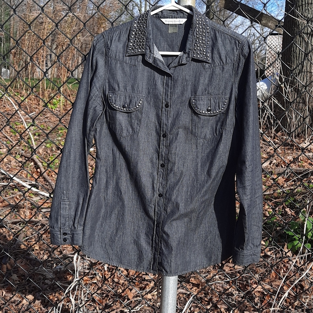 Bianca Nygard Jean Shirt Woman's Size 10 Studs